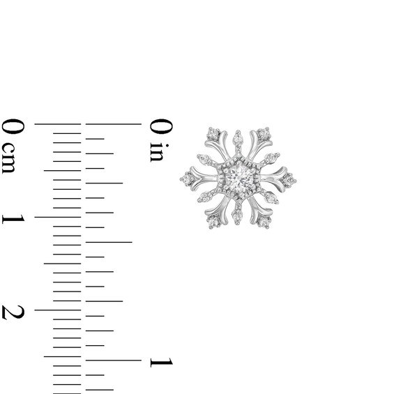 White Lab-Created Sapphire Snowflake Pendant and Stud Earrings Set in Sterling Silver