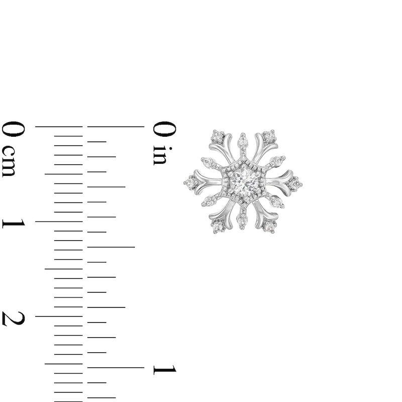 Main Image 4 of White Lab-Created Sapphire Snowflake Pendant and Stud Earrings Set in Sterling Silver