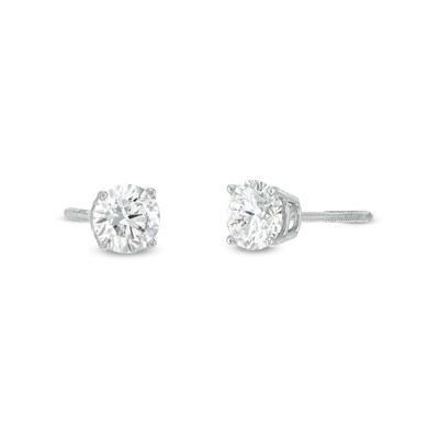 1.00 CT. T.W. Certified Lab-Created Diamond Solitaire Stud Earrings in 10K White Gold (I/SI2)