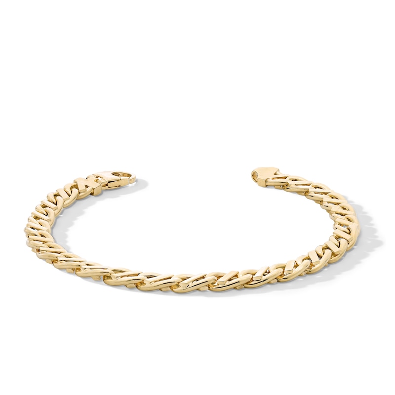 Main Image 3 of 8.0mm Oval Tilted Link Curb Chain Bracelet in Hollow 10K Gold - 8.5”