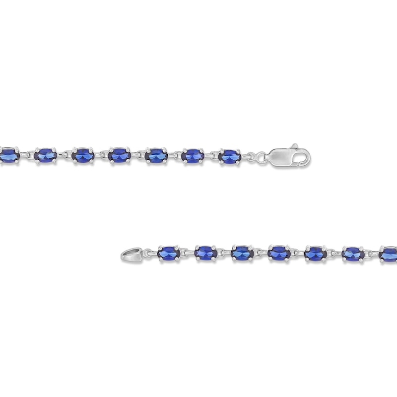 Main Image 3 of Oval Blue Lab-Created Sapphire Line Bracelet in Sterling Silver - 7.25”