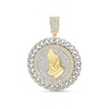 Thumbnail Image 1 of 1.00 CT. T.W. Diamond Chain Link Frame Praying Hands Medallion Necklace Charm in 10K Gold