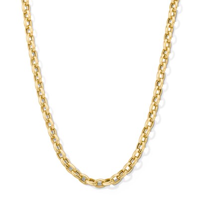 6.3mm Oval Link Rolo Chain Necklace in Hollow 18K Gold - 18"