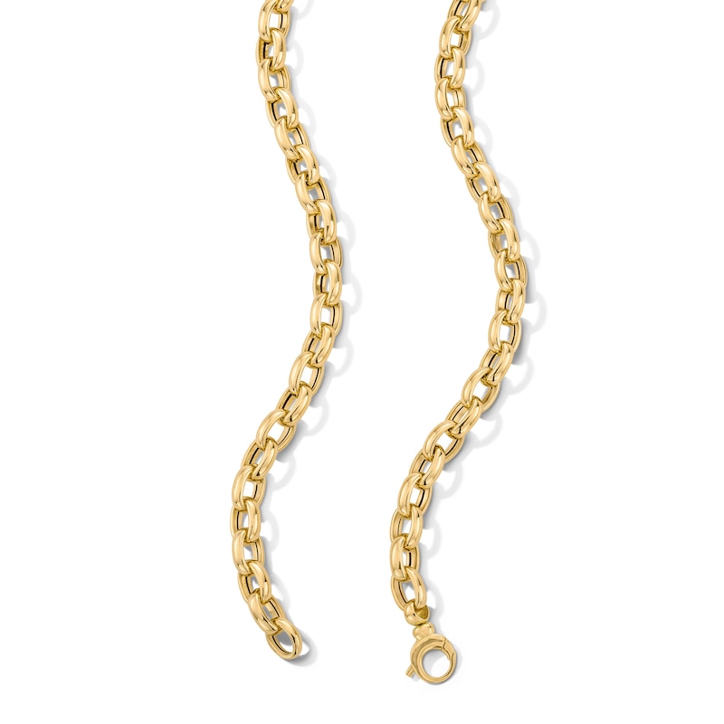 Main Image 3 of 6.3mm Oval Link Rolo Chain Necklace in Hollow 18K Gold - 18"