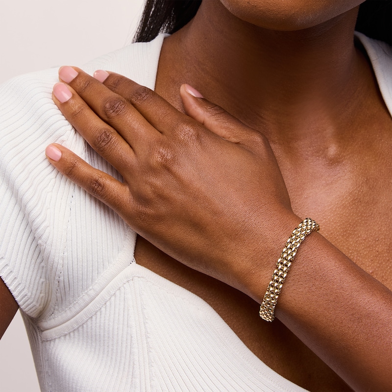 Main Image 2 of 7.6mm Panther Link Bracelet in Hollow 18K Gold - 7.25"