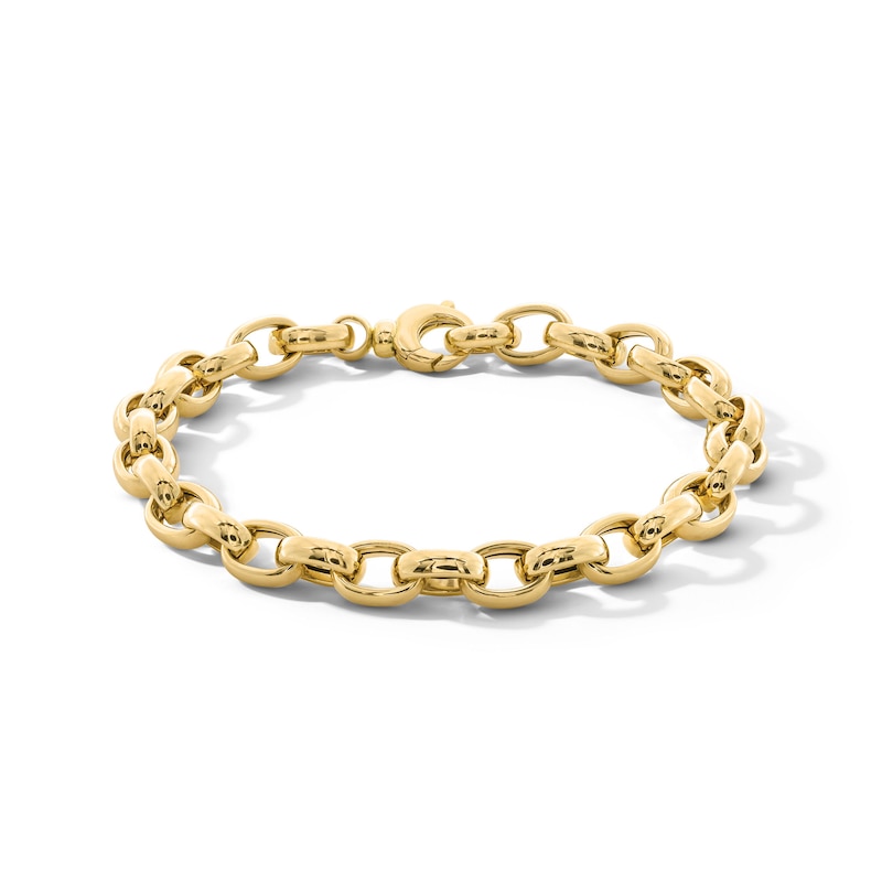 Main Image 1 of 6.3mm Oval Link Rolo Chain Bracelet in Hollow 18K Gold - 7.25"
