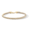 Thumbnail Image 1 of 5.5mm Diamond-Cut Palm Chain Bracelet in Hollow Two-Tone Gold - 8.5”