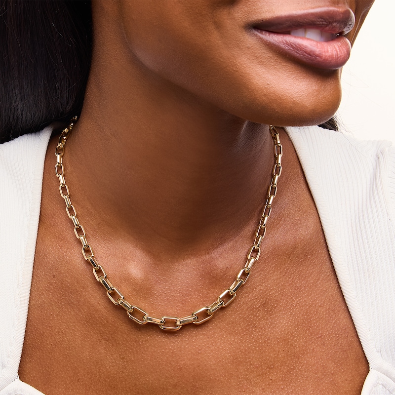 Main Image 2 of Graduated Oval Link Rolo Chain Necklace in Hollow 18K Gold - 18"