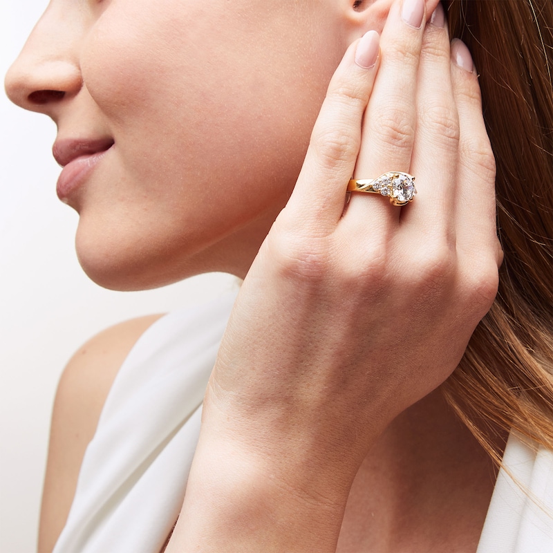 Main Image 2 of 2.50 CT. T.W. Certified Lab-Grown Diamond Tri-Sides Bypass Engagement Ring in 14K Gold (F/VS2)