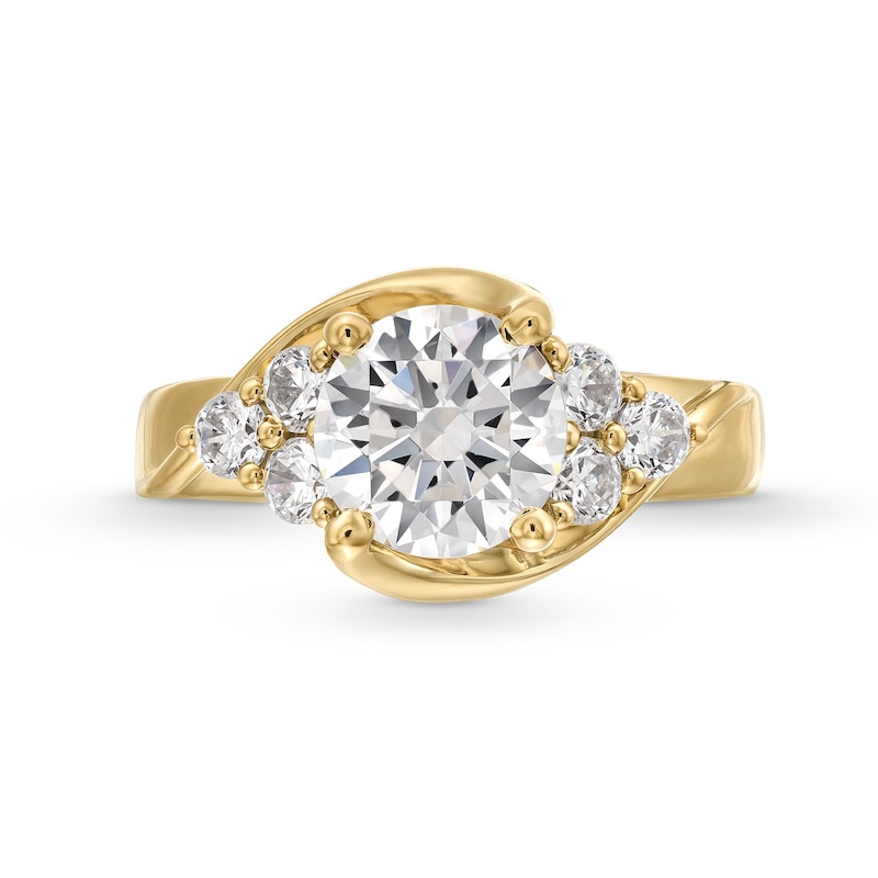 Main Image 4 of 2.50 CT. T.W. Certified Lab-Grown Diamond Tri-Sides Bypass Engagement Ring in 14K Gold (F/VS2)