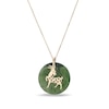 Thumbnail Image 1 of 20.0mm Jade Goat Chinese Zodiac Disc Pendant in 14K Gold