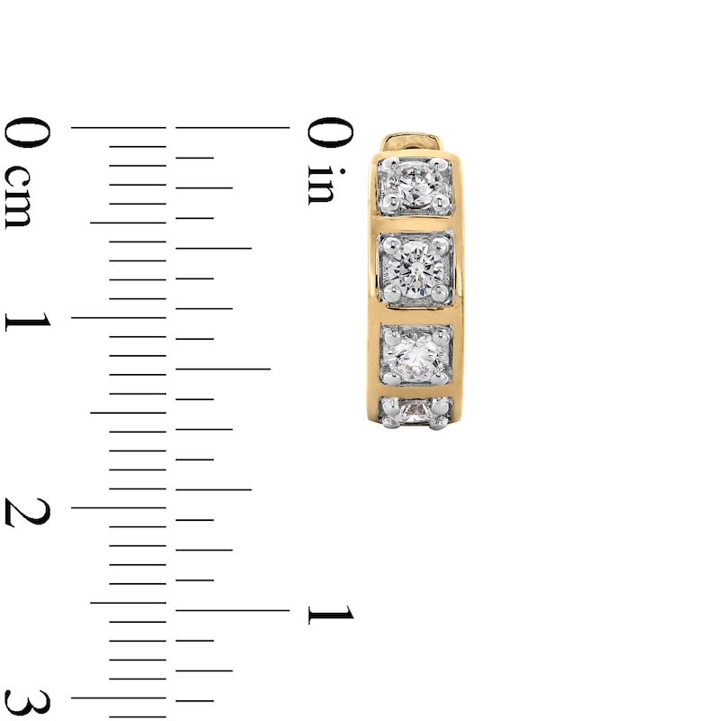 Main Image 3 of 0.75 CT. T.W. Certified Lab-Grown Diamond Four Stone Hoop Earrings in 10K Gold (F/SI2)