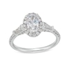 1.50 CT. T.W. Oval Certified Lab-Created Diamond Frame Collar Engagement Ring in 14K White Gold (F/VS2)