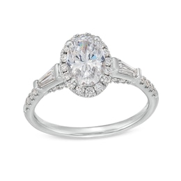 1.50 CT. T.W. Oval Certified Lab-Grown Diamond Frame Collar Engagement Ring in 14K White Gold (F/VS2)