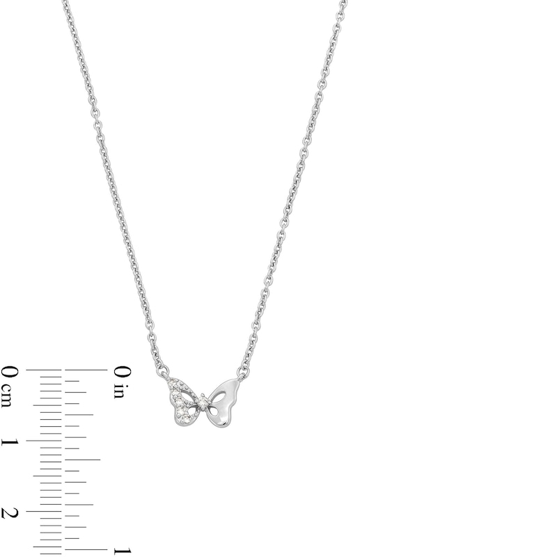 Main Image 4 of Child's Vera Wang Love Collection White Topaz Butterfly Necklace in Sterling Silver - 16”