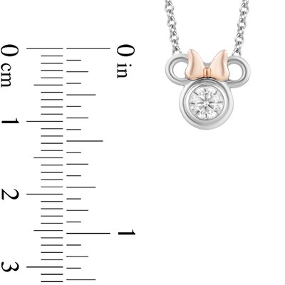 Disney Treasures Minnie Mouse 0.23 CT. Diamond Solitaire Necklace in Sterling Silver and 10K Rose Gold