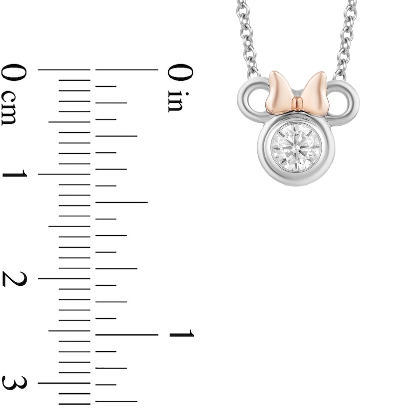 Main Image 2 of Disney Treasures Minnie Mouse 0.23 CT. Diamond Solitaire Necklace in Sterling Silver and 10K Rose Gold