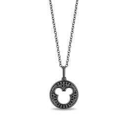 Disney Treasures Mickey Mouse 0.085 CT. T.W. Black Diamond Cutout Pendant in Sterling Silver with Black Rhodium Plate