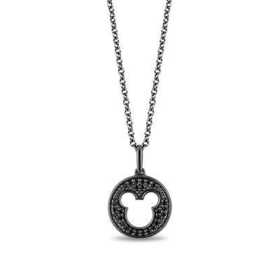 Disney Treasures Mickey Mouse 0.085 CT. T.W. Black Diamond Cutout Pendant in Sterling Silver with Black Rhodium Plate