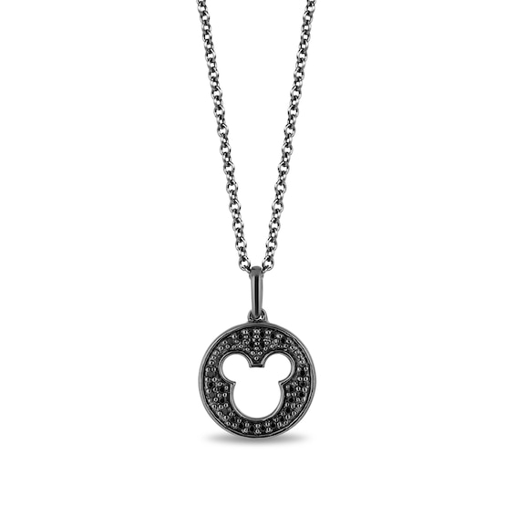 Disney Treasures Mickey Mouse 0.085 CT. T.W. Black Diamond Cutout Pendant in Sterling Silver with Black Rhodium Plate