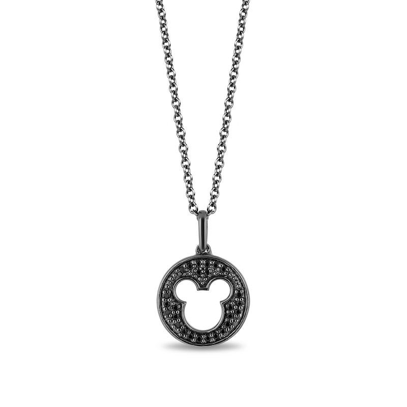 Disney Treasures Mickey Mouse 0.085 CT. T.W. Black Diamond Cutout Pendant in Sterling Silver with Black Rhodium Plate