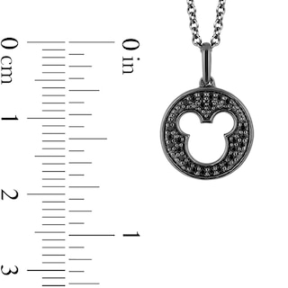 Disney Treasures Mickey Mouse 0.085 CT. T.W. Black Diamond Cutout Pendant in Sterling Silver with Black Rhodium Plate