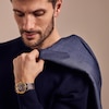 Thumbnail Image 4 of Unisex Citizen Eco-Drive® Dress Classic Gold-Tone IP Leather Strap Watch with Grey Dial (Model: AR3124-07H)