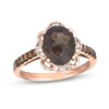 Thumbnail Image 1 of Le Vian® Oval Chocolate Quartz® and 0.40 CT. T.W. Diamond Scallop Frame Ring in 14K Strawberry Gold®