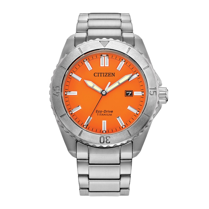 Main Image 1 of Men’s Citizen Eco-Drive® Brycen Weekender Super Titanium™ Watch with Orange Dial (Model: AW1840-50X)