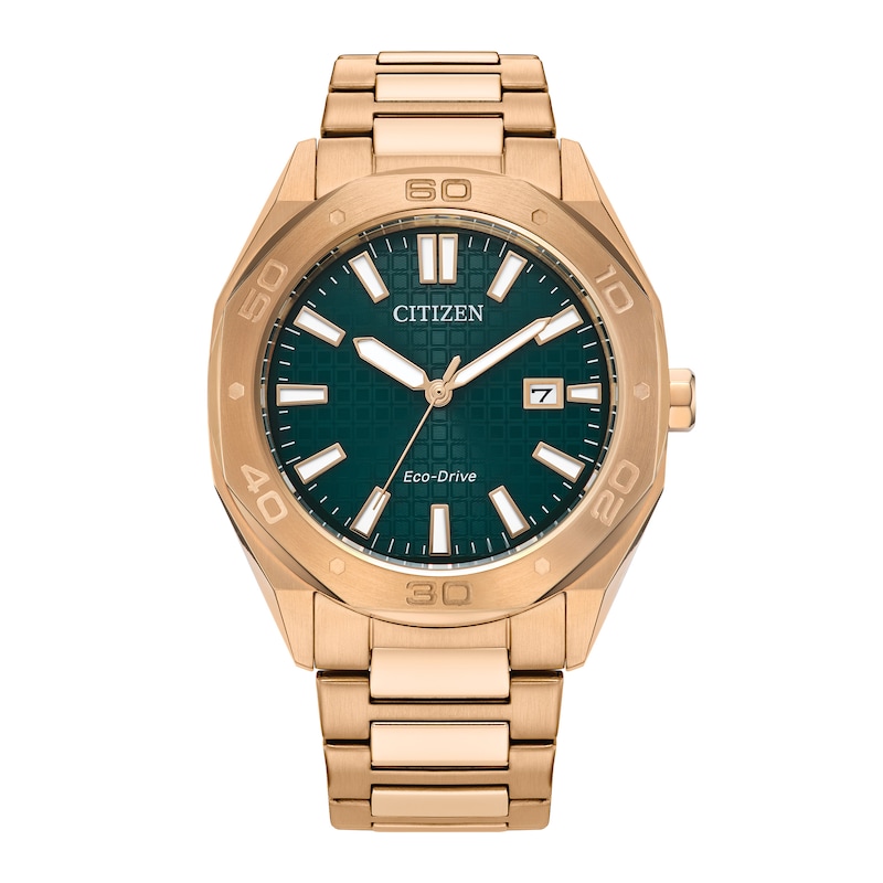Main Image 1 of Men’s Citizen Eco-Drive® Weekender Sport Rose-Tone IP Watch with Textured Green Dial (Model: BM7633-81X)