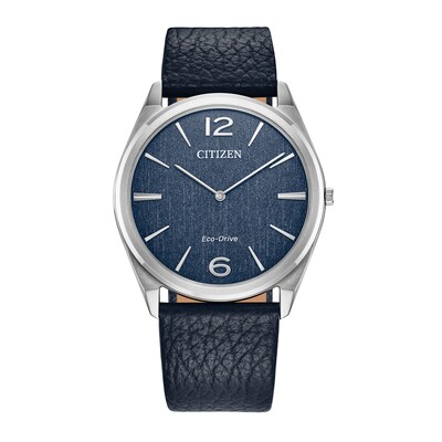 Unisex Citizen Eco-Drive® Dress Classic Blue Leather Strap Watch with Blue Dial (Model: AR3120-08L)
