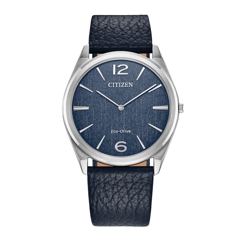 Main Image 1 of Unisex Citizen Eco-Drive® Dress Classic Blue Leather Strap Watch with Blue Dial (Model: AR3120-08L)