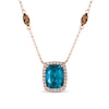 Thumbnail Image 1 of Le Vian® Cushion-Cut Deep Sea Blue Topaz™ and 0.61 CT. T.W. Diamond Frame Station Necklace in 14K Strawberry Gold®