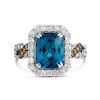 Thumbnail Image 4 of Le Vian® Cushion-Cut Deep Sea Blue Topaz™ and 0.83 CT. T.W. Diamond Frame Twist Shank Ring in 14K Vanilla Gold®