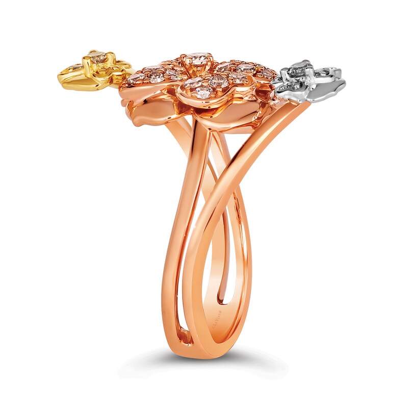 Main Image 2 of Le Vian® 0.55 CT. T.W. Diamond Flower Bypass Ring in 14K Strawberry Gold®