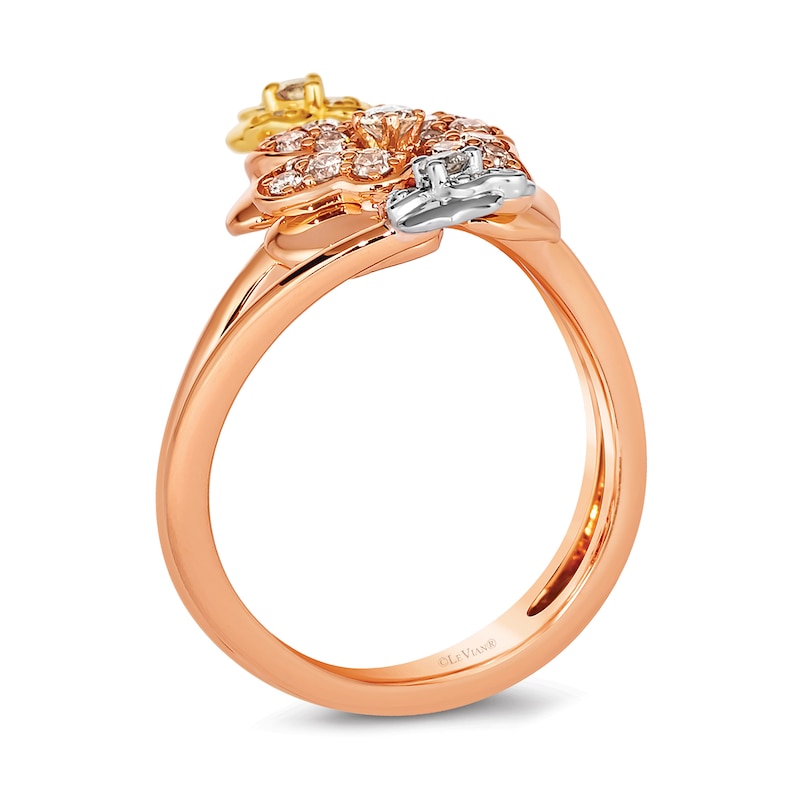Main Image 3 of Le Vian® 0.55 CT. T.W. Diamond Flower Bypass Ring in 14K Strawberry Gold®
