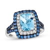 Thumbnail Image 1 of Le Vian® Sea Blue Aquamarine® and Blueberry Sapphire™ with Diamond Double Cushion Frame Ring in 14K Vanilla Gold®