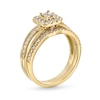 Thumbnail Image 3 of 0.62 CT. T.W. Princess-Cut Canadian Certified Centre Diamond Cushion Frame Split Shank Bridal Set in 10K Gold (I/I2)