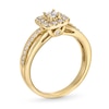 Thumbnail Image 4 of 0.62 CT. T.W. Princess-Cut Canadian Certified Centre Diamond Cushion Frame Split Shank Bridal Set in 10K Gold (I/I2)