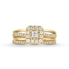 Thumbnail Image 6 of 0.62 CT. T.W. Princess-Cut Canadian Certified Centre Diamond Cushion Frame Split Shank Bridal Set in 10K Gold (I/I2)