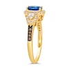Thumbnail Image 2 of Le Vian® Oval Blueberry Sapphire™ and 0.46 CT. T.W. Diamond Collar Frame Ring in 14K Honey Gold™