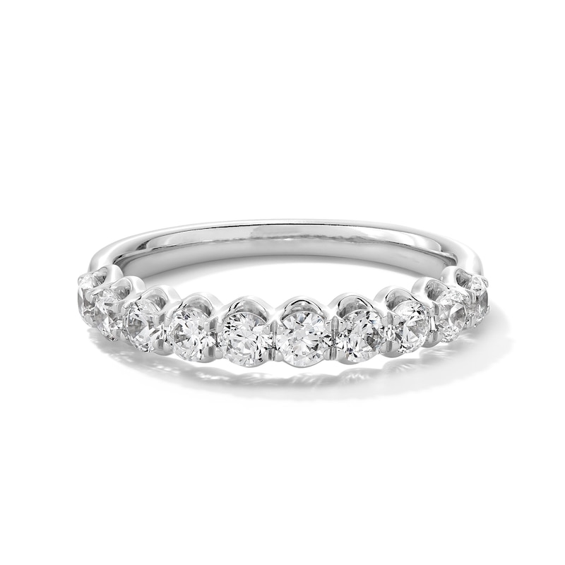 Main Image 1 of 0.80 CT. T.W. Diamond Ten Stone Scallop Edge Anniversary Band in 10K White Gold