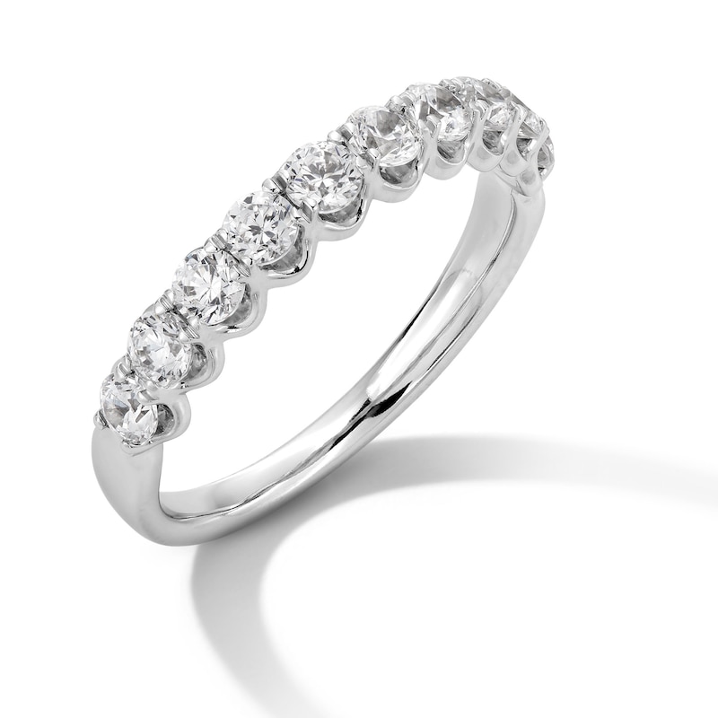 Main Image 3 of 0.80 CT. T.W. Diamond Ten Stone Scallop Edge Anniversary Band in 10K White Gold