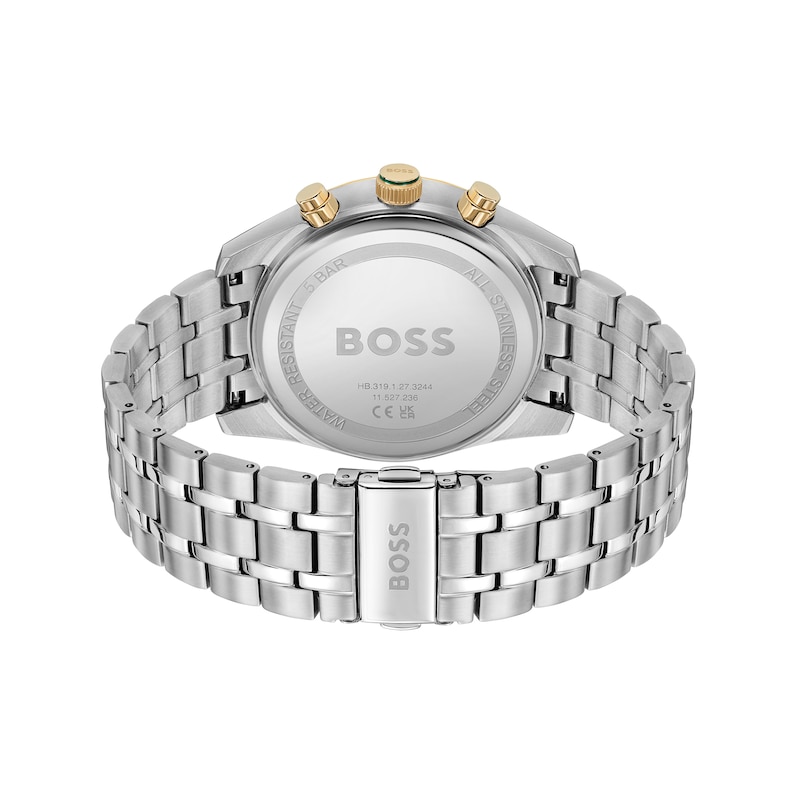 Main Image 3 of Men's Hugo Boss Skytraveller Two-Tone IP Chronograph Watch with Green Dial (Model: 1514195)