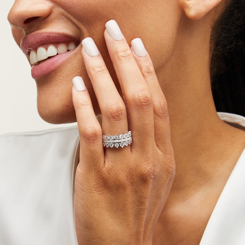 Main Image 2 of 1.00 CT. T.W. Diamond Graduated Triple Row Anniversary Band in 10K White Gold