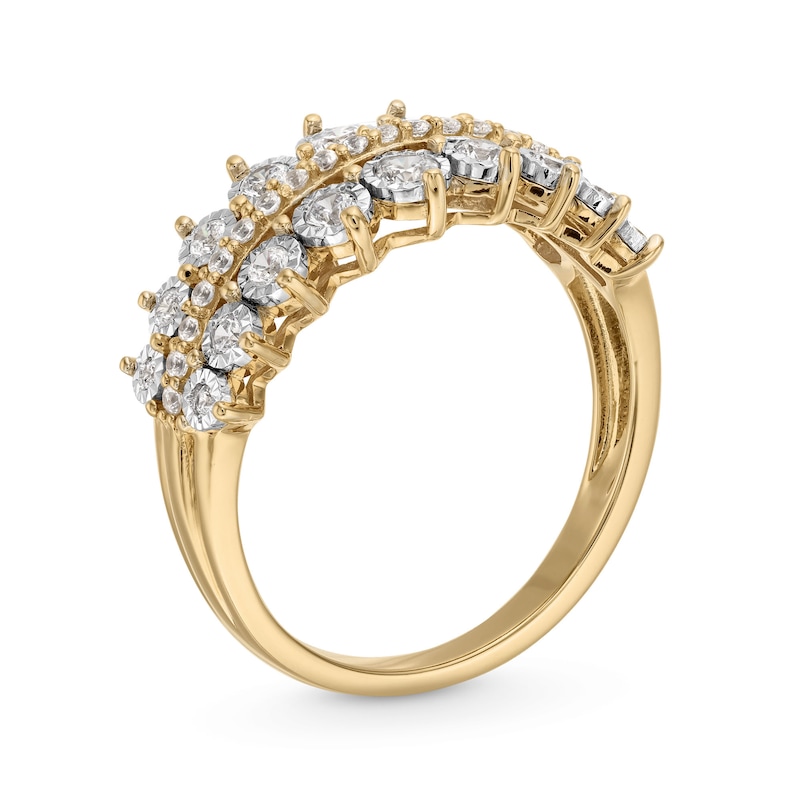 Main Image 3 of 0.50 CT. T.W. Diamond Graduated Triple Row Anniversary Band in 10K Gold