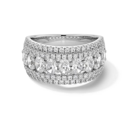 2.00 CT. T.W. Oval and Round Certified Lab-Grown Diamond Multi-Row Anniversary Band in 14K White Gold (F/SI2)