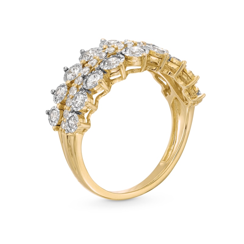 Main Image 3 of 1.00 CT. T.W. Diamond Graduated Triple Row Anniversary Band in 10K Gold