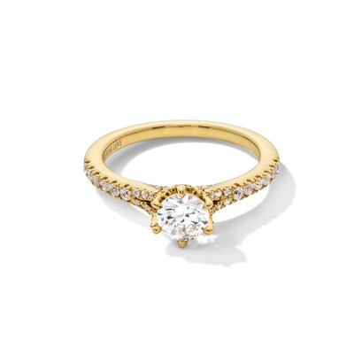 Vera Wang Love Collection 0.95 CT. T.W. Certified Diamond Split Shank Engagement Ring in 18K Gold (F/SI2)