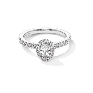 Vera Wang Love Collection CT. T.W. Oval Certified Diamond Frame Engagement Ring in 18K White Gold (F/SI2